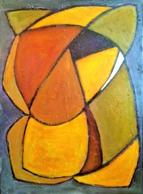 ABSTRACT IN YELLOW/ORANGE/ GREEN - SOLD