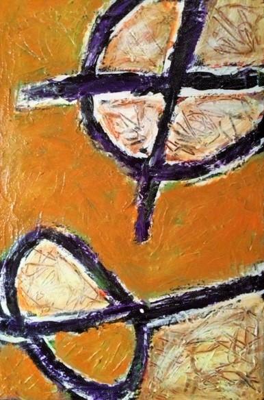 ABSTRACT IN YELLOW/WHITE/PURPLE - SOLD