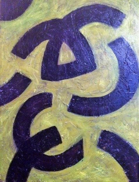 ABSTRACT STUDY IN GREEN AND PURPLE - SOLD